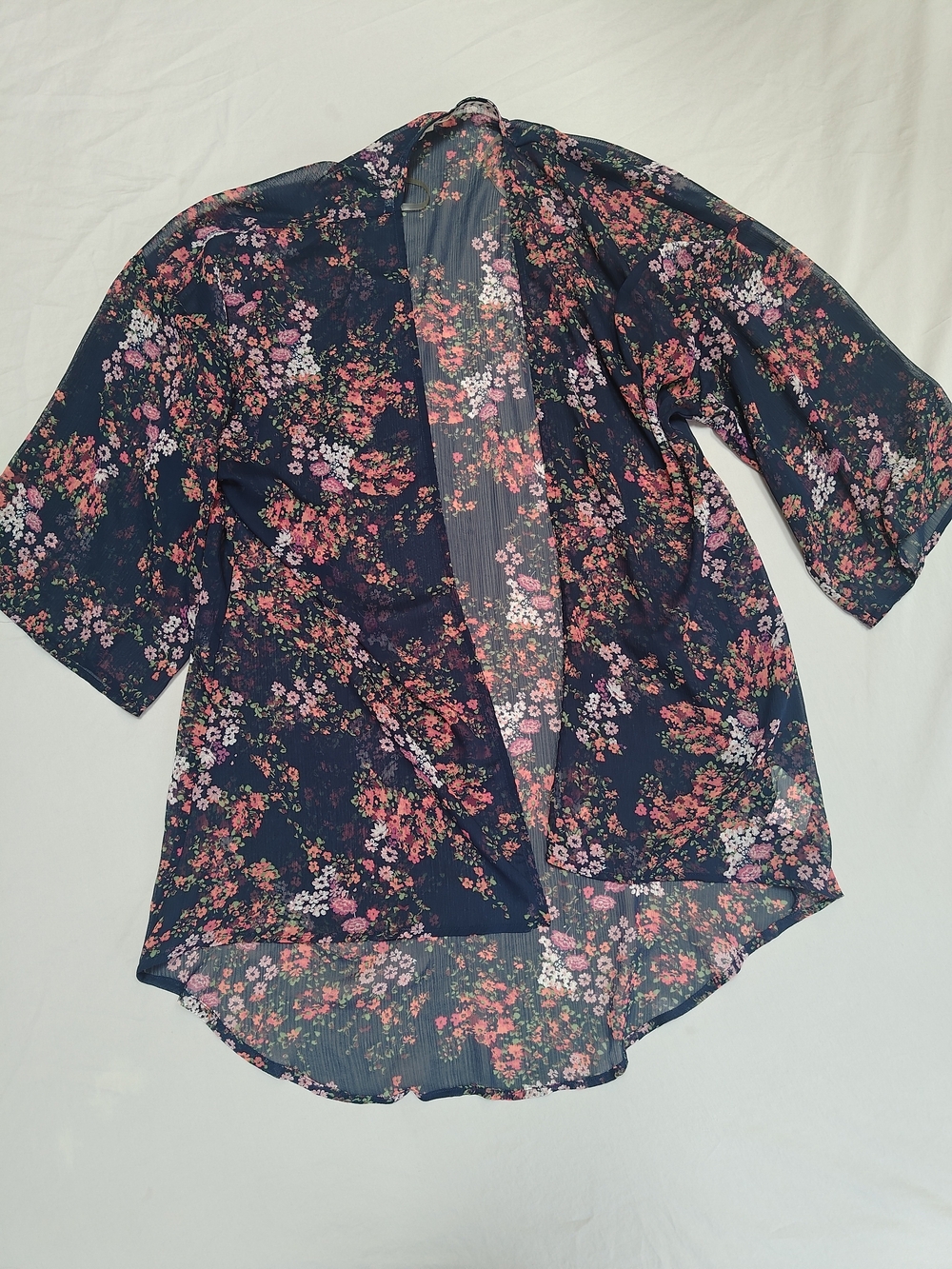 Altar'd State Kimono Womens  Navy Blue Floral Print Open Front Long Size XSmall